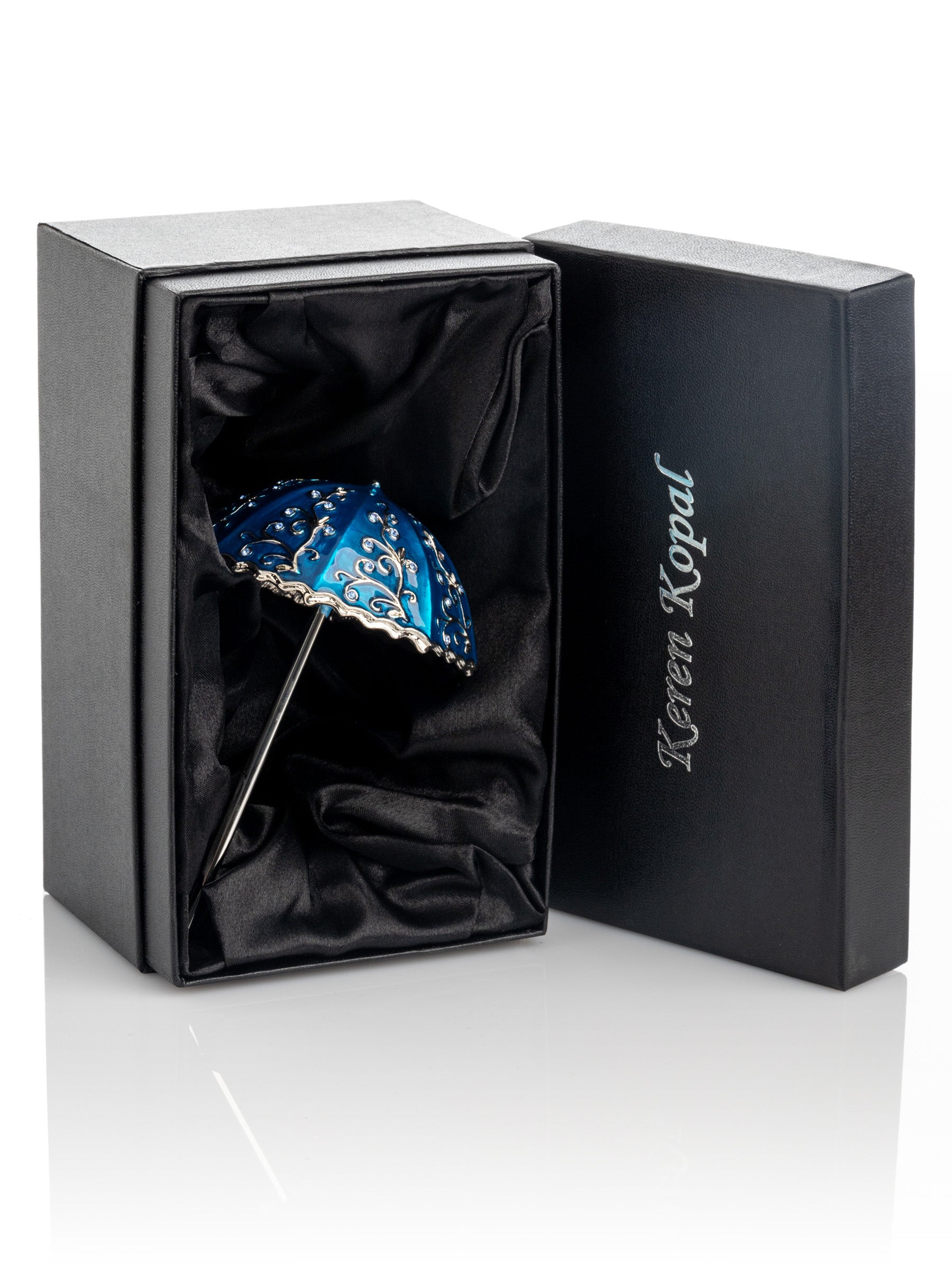 Blue Umbrella Trinket Box Handmade with Swarovski Crystals - Image 5