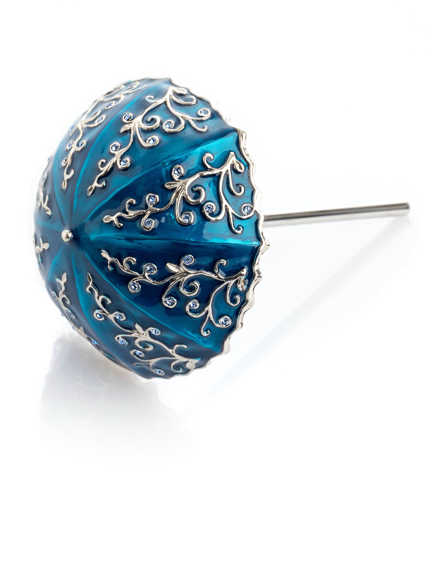 Blue Umbrella Trinket Box Handmade with Swarovski Crystals - Image 3