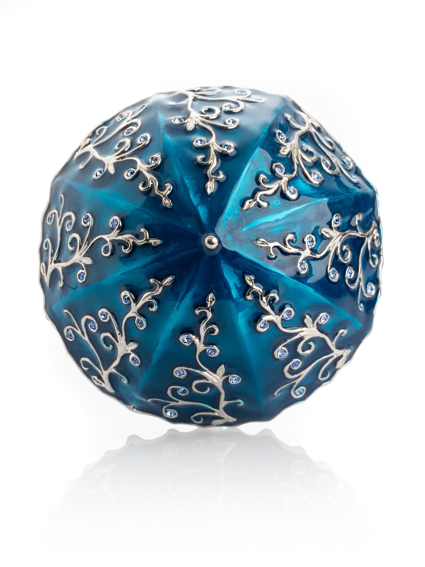 Blue Umbrella Trinket Box Handmade with Swarovski Crystals - Image 4