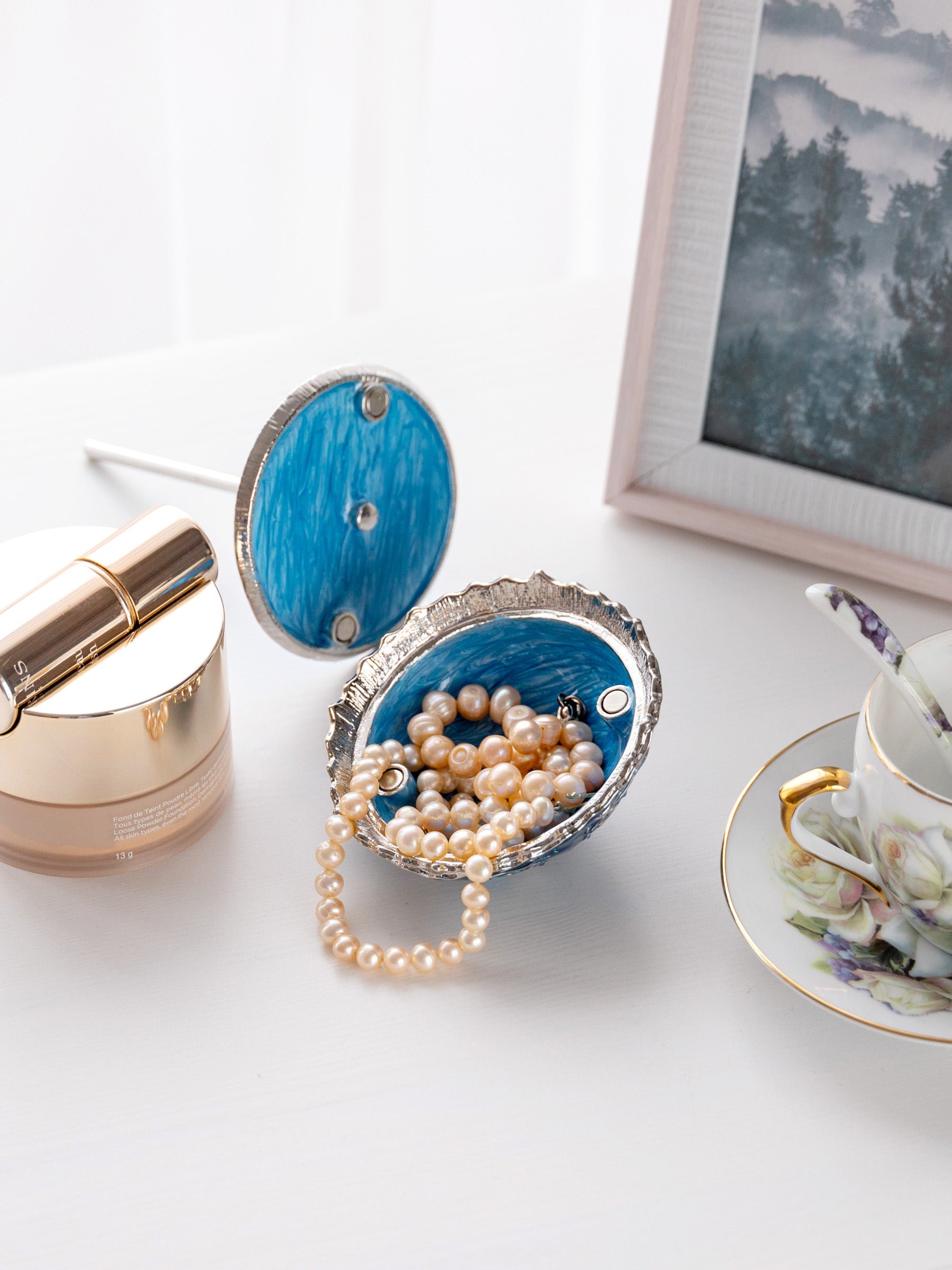 Blue Umbrella Trinket Box Handmade with Swarovski Crystals - Image 2