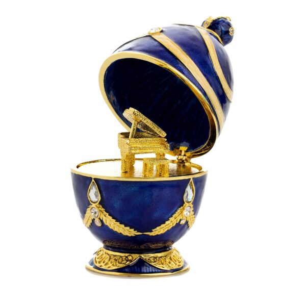 Blue Faberge Egg with Golden Piano Surprise