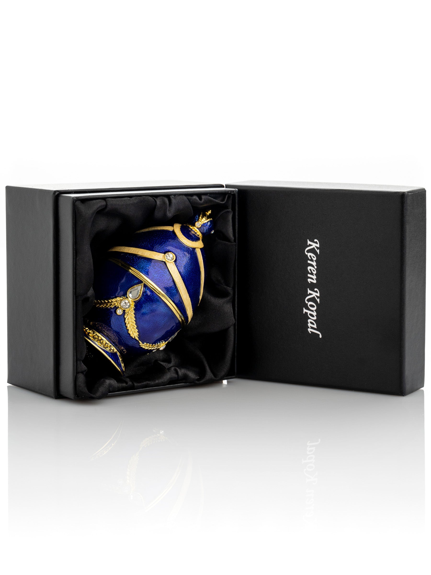 Blue Faberge Egg with Golden Piano Surprise - Image 4
