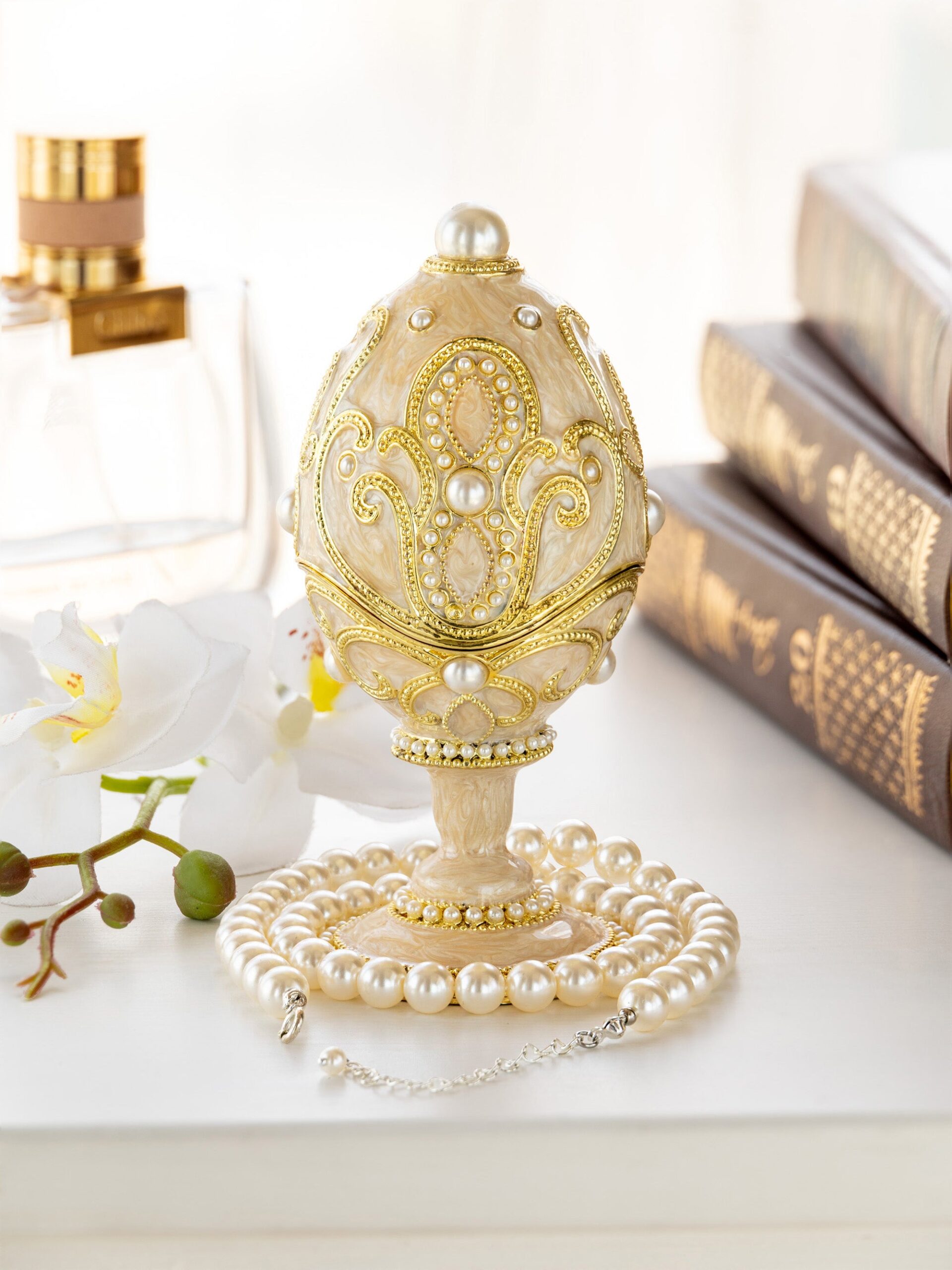 Gold Easter Egg with Pearls Necklace - Image 4